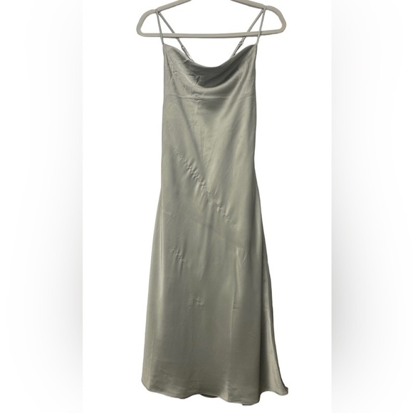 Show Me Your Mumu Verona Cowl Dress in Moss Green Luxe Satin - Picture 5 of 12
